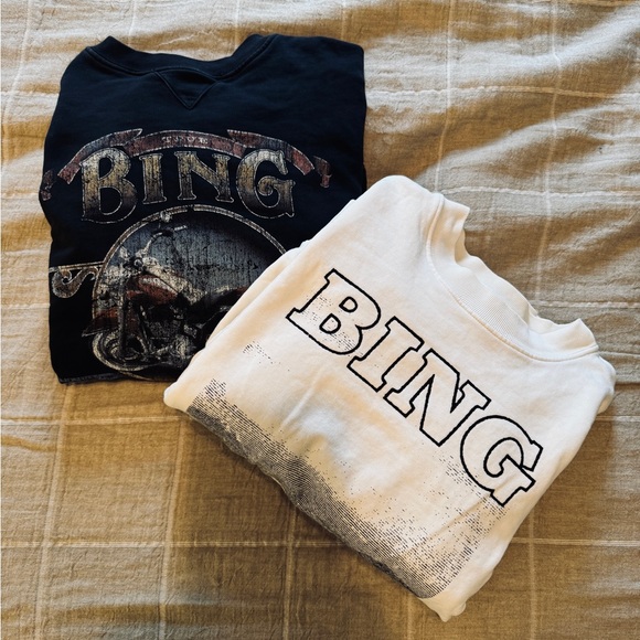 SALE! Both Anine Bing Black and White Graphic Sweatshirts - Picture 1 of 1
